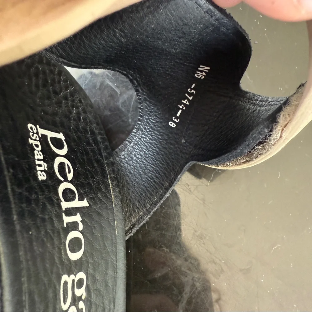 HOLD Pedro Garcia Yola Colorblock Sandal Heel Black Tan Leather 38 - Picture 7 of 8